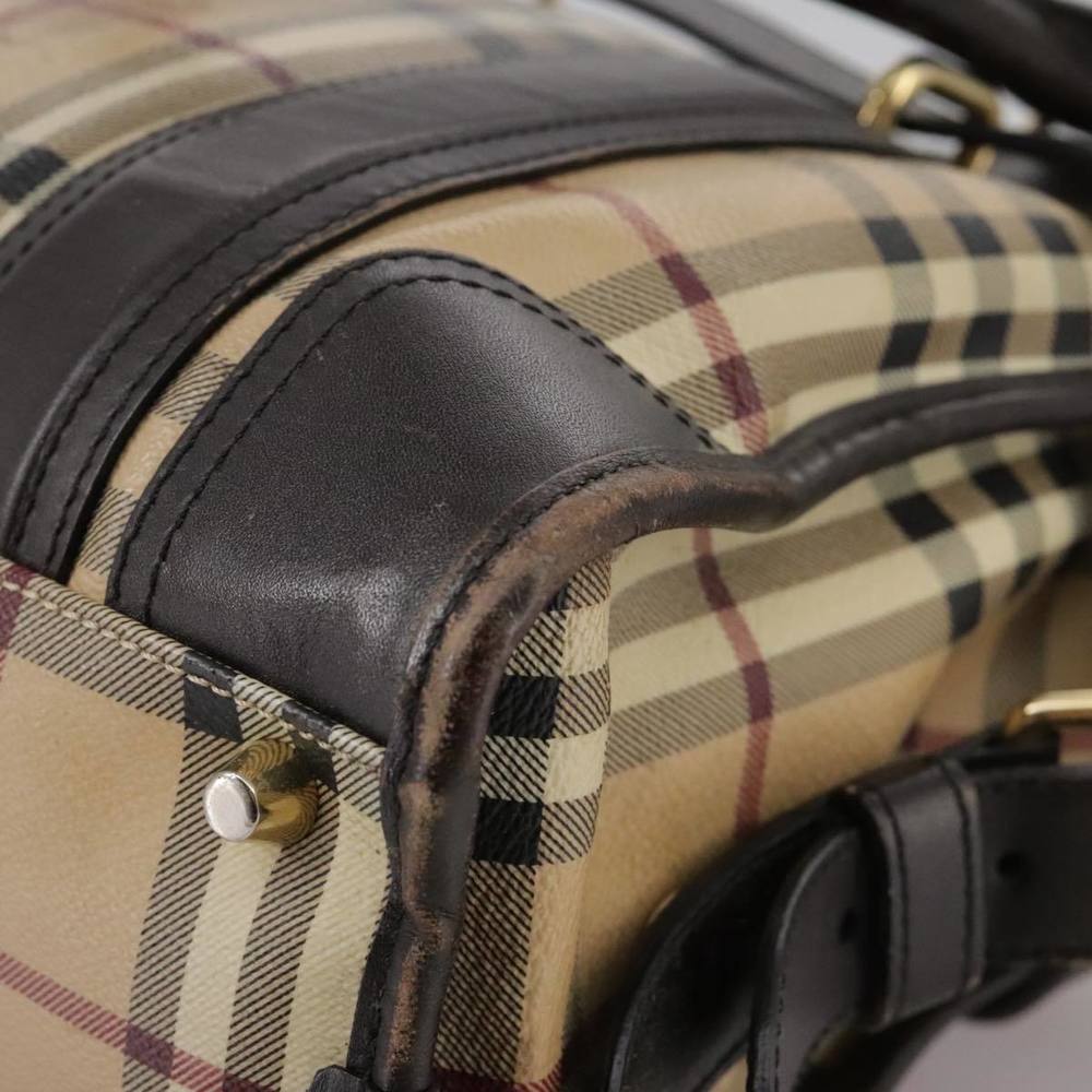 BURBERRY Nova Check Hand Bag PVC Leather 2way Beige Auth 105764 - Picture 16 of 16